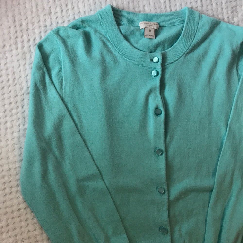 J. Crew | Clare Cardigan Sweater Sunwashed Aqua - Picture 2 of 6
